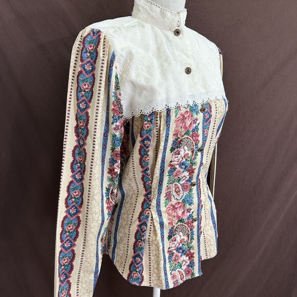 Vintage Women’s Roper Rustic Western Button Down Top 9/10 Floral Eyelet - Picture 4 of 10